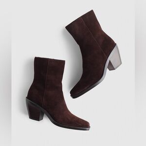 Madewell NWOB The Idris Side-Zip Ankle Boot in Suede Coffee Bean NY379